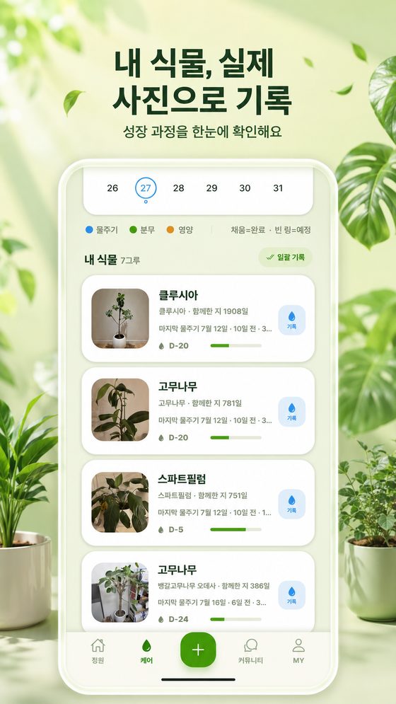 내 식물, 실제 사진으로 기록